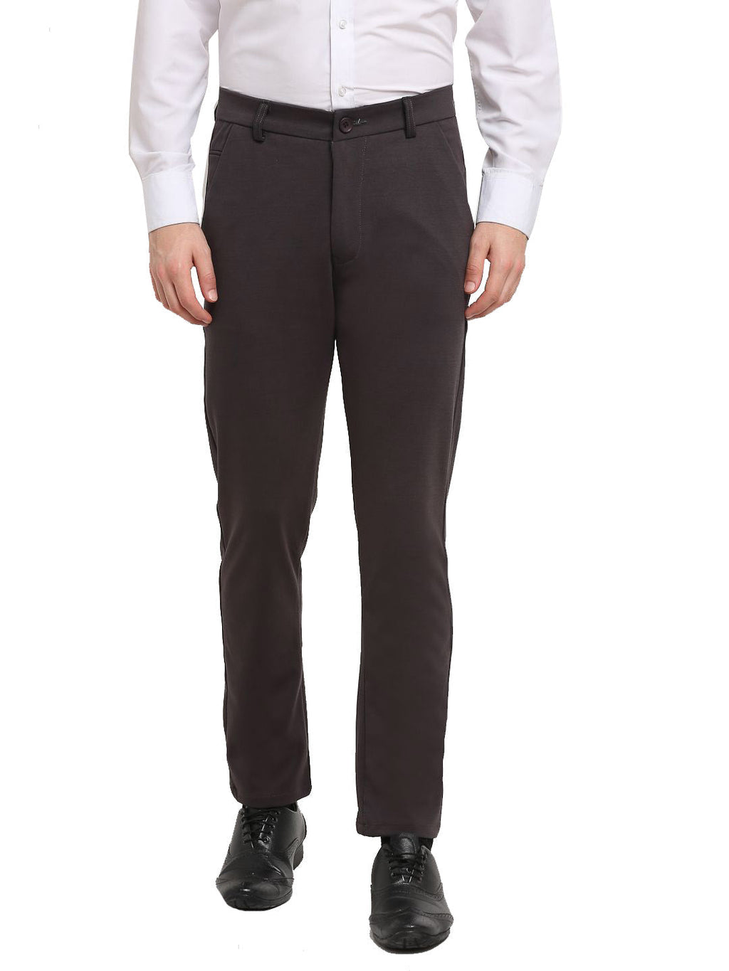 Jainish Men's Brown 4-Way Lycra Tapered Fit Trousers ( FGP 269Brown ) - Distacart