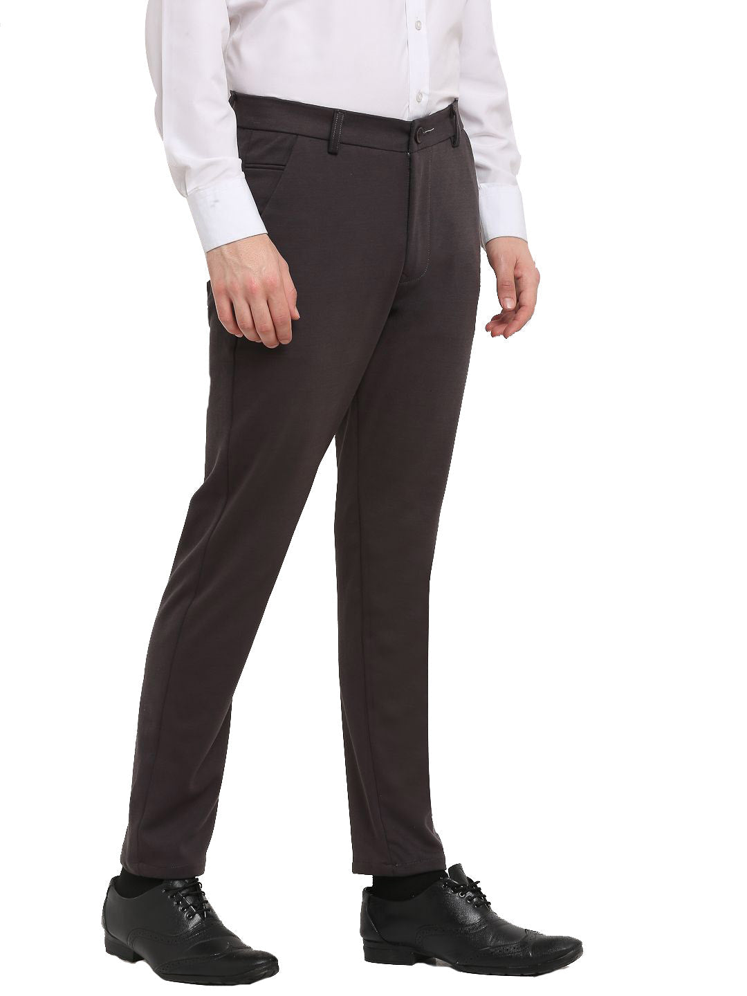 Jainish Men's Brown 4-Way Lycra Tapered Fit Trousers ( FGP 269Brown ) - Distacart