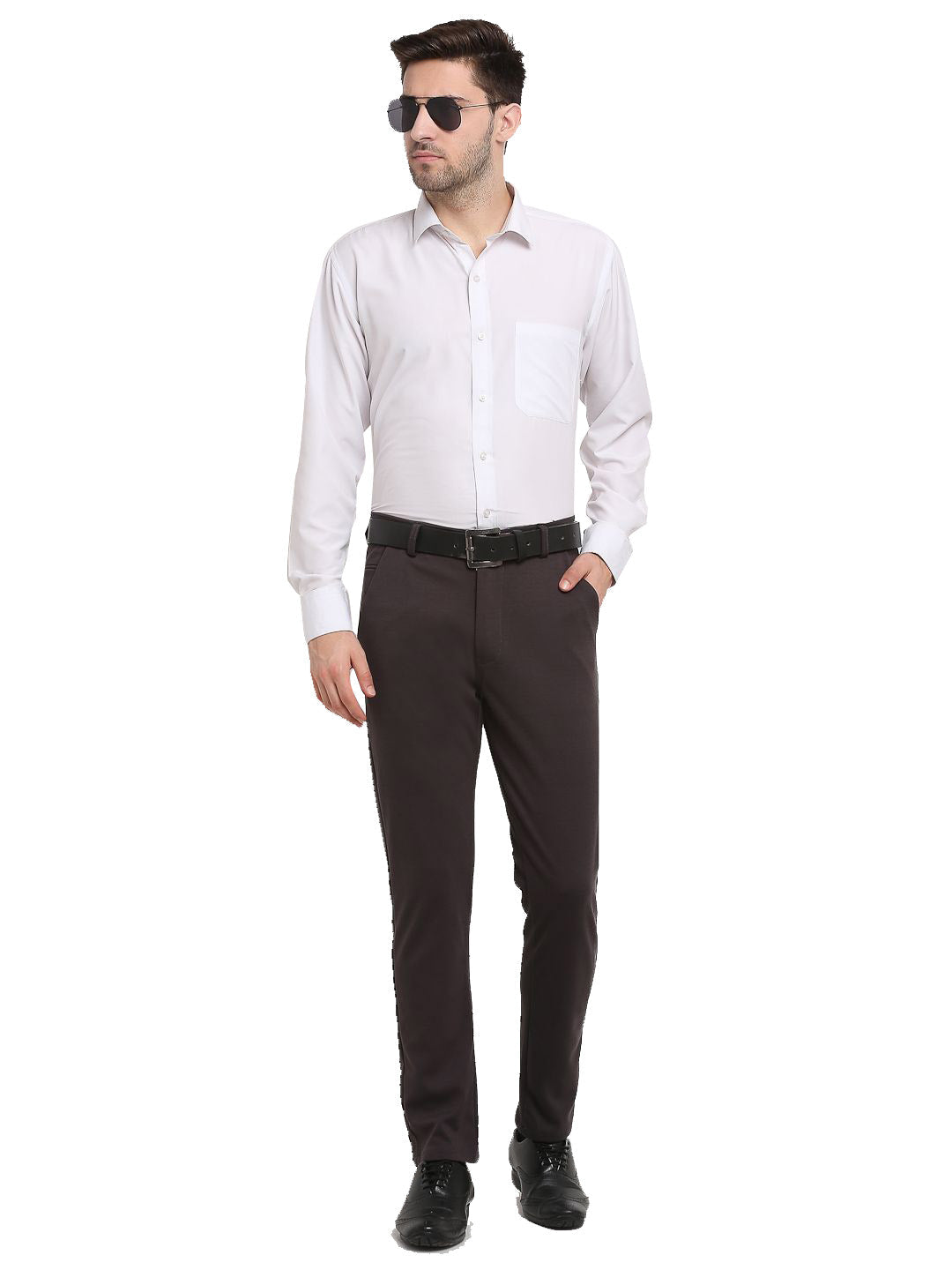 Jainish Men's Brown 4-Way Lycra Tapered Fit Trousers ( FGP 269Brown ) - Distacart