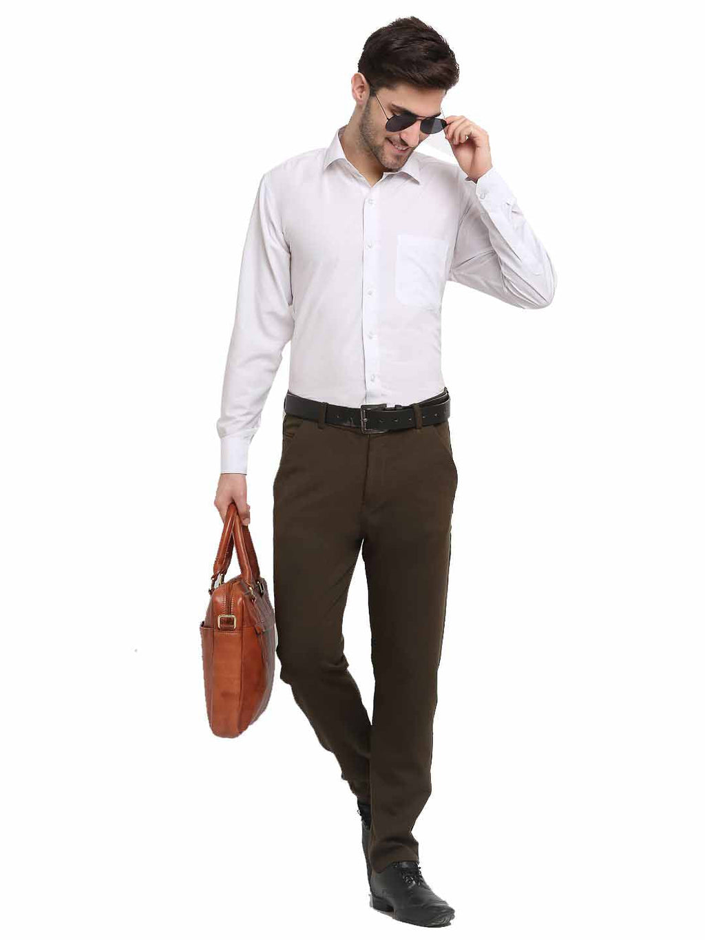 Jainish Men's Olive 4-Way Lycra Tapered Fit Trousers ( FGP 269Olive ) - Distacart