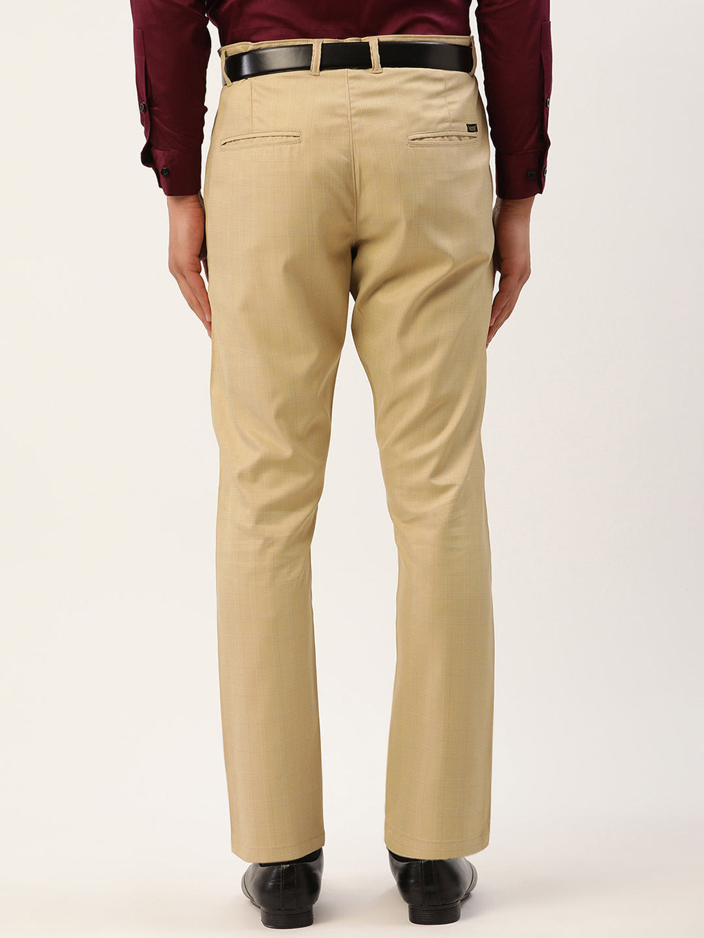 Jainish Men's Beige Checked Formal Trousers ( FGP 270 Beige ) - Distacart
