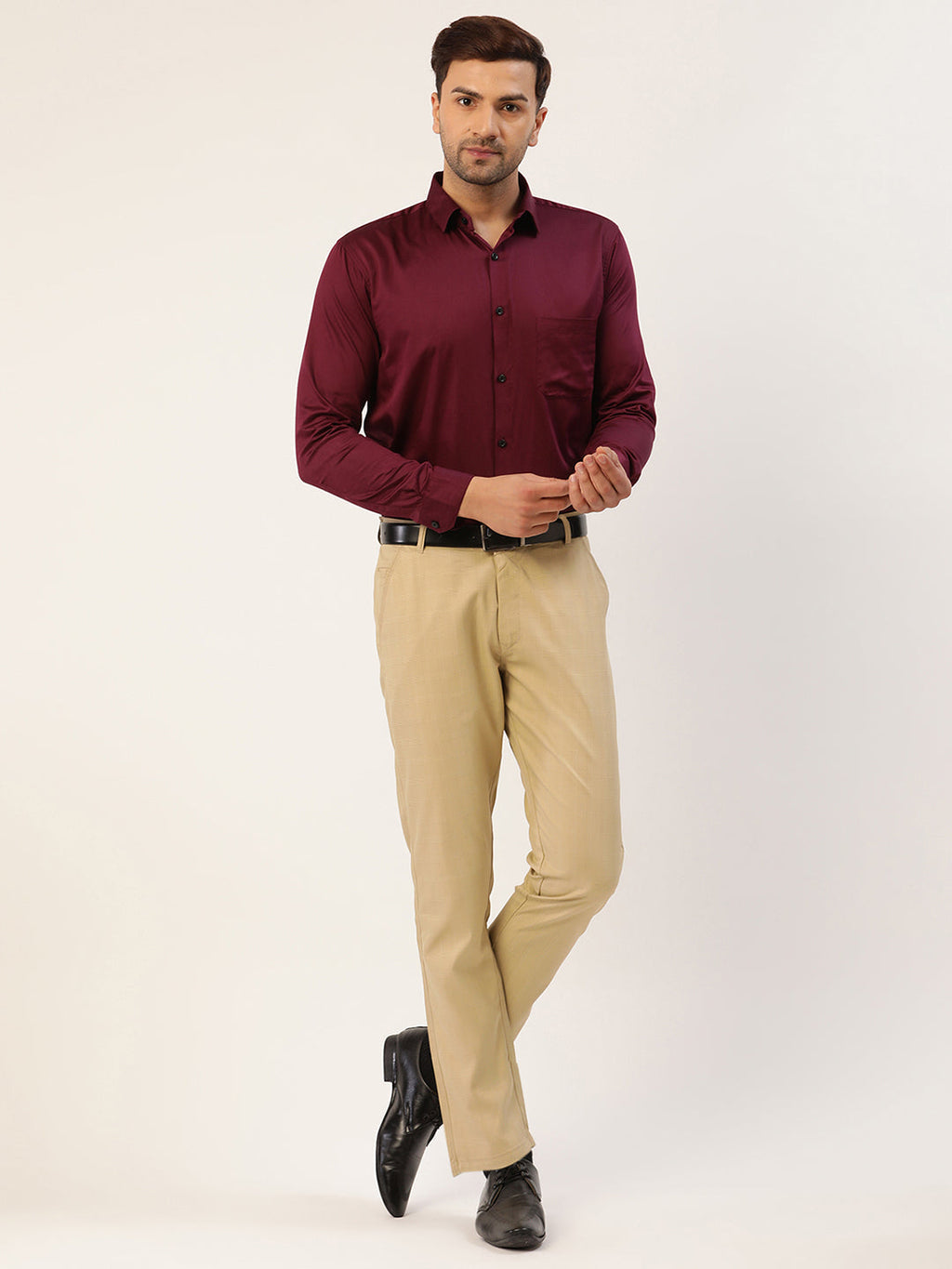 Jainish Men's Beige Checked Formal Trousers ( FGP 270 Beige ) - Distacart