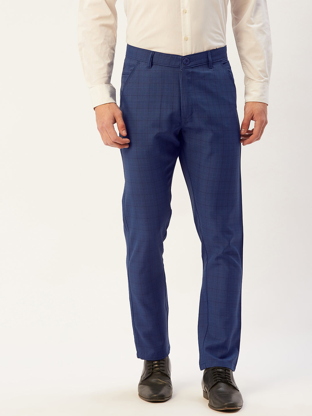 Jainish Men's Blue Checked Formal Trousers ( FGP 270 Blue ) - Distacart