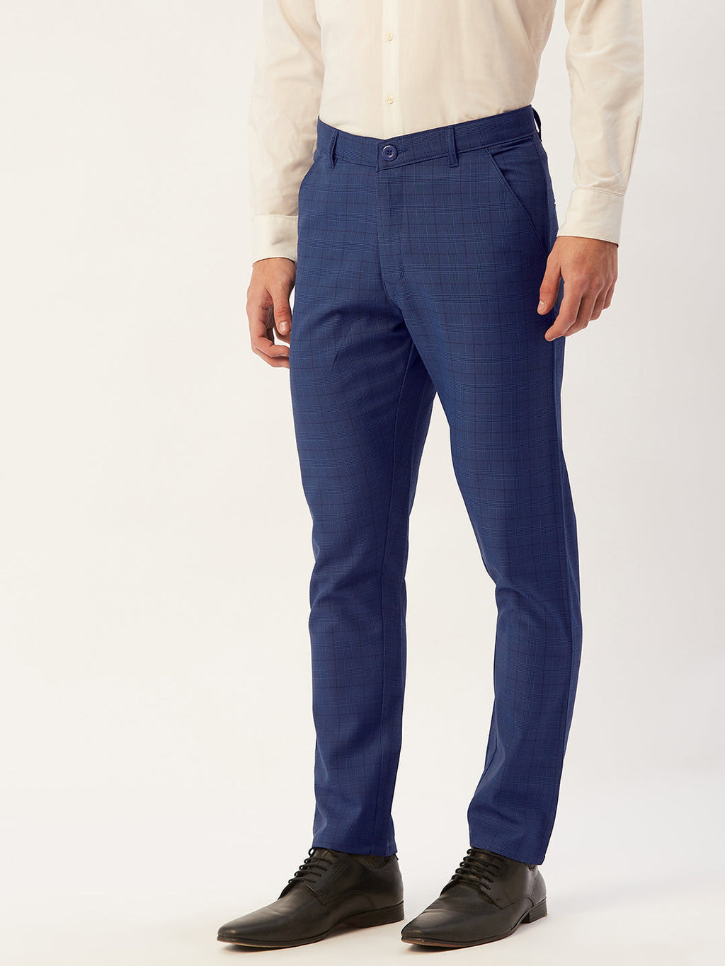 Jainish Men's Blue Checked Formal Trousers ( FGP 270 Blue ) - Distacart