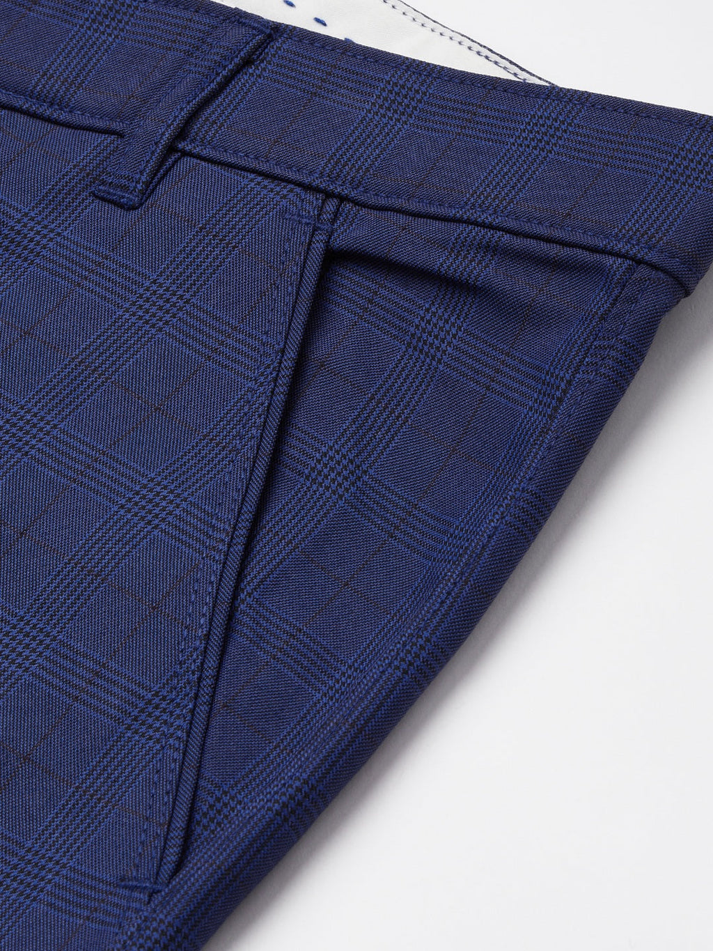 Jainish Men's Blue Checked Formal Trousers ( FGP 270 Blue ) - Distacart