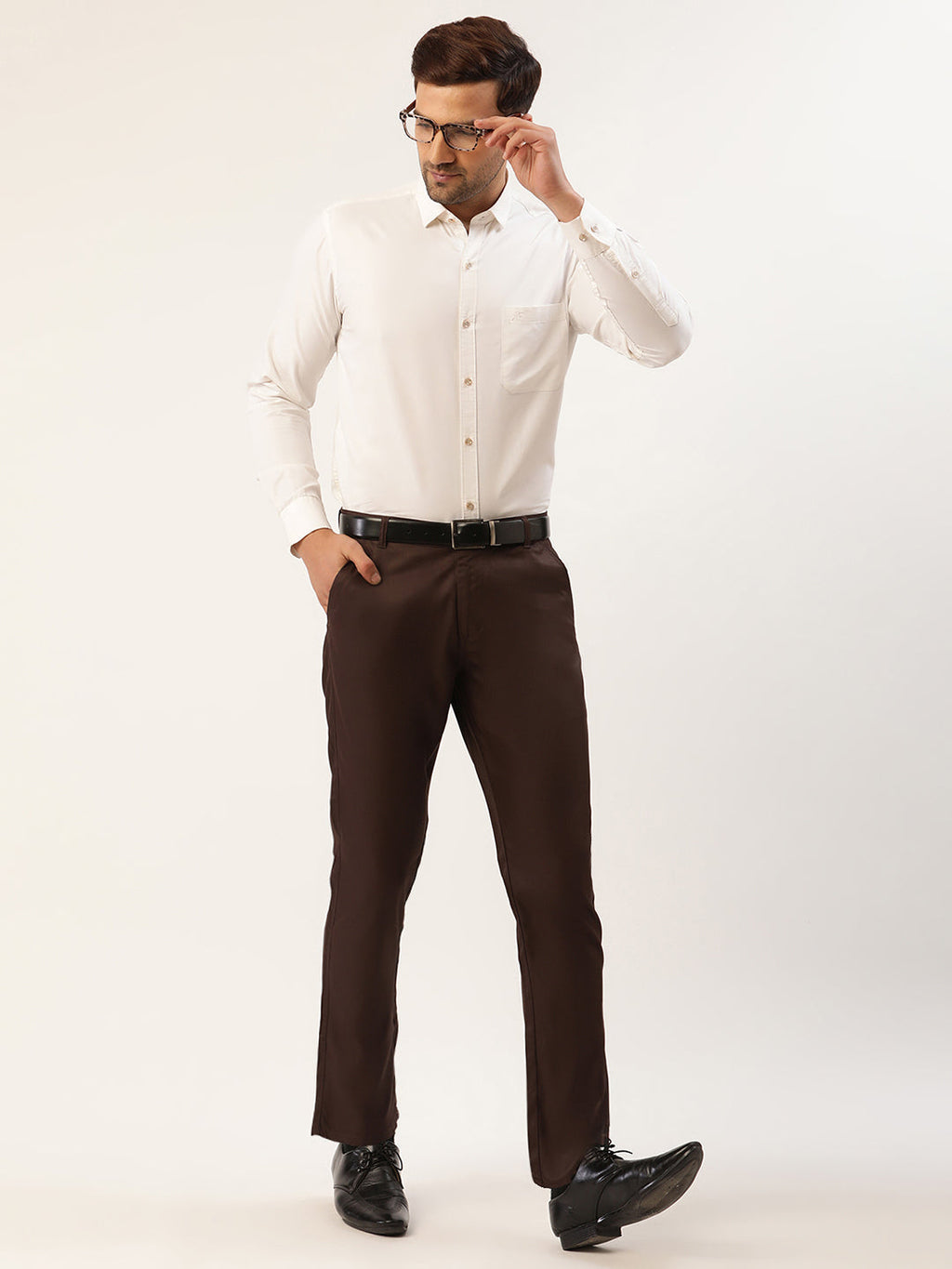 Jainish Men's Coffee Checked Formal Trousers ( FGP 270 Coffee ) - Distacart