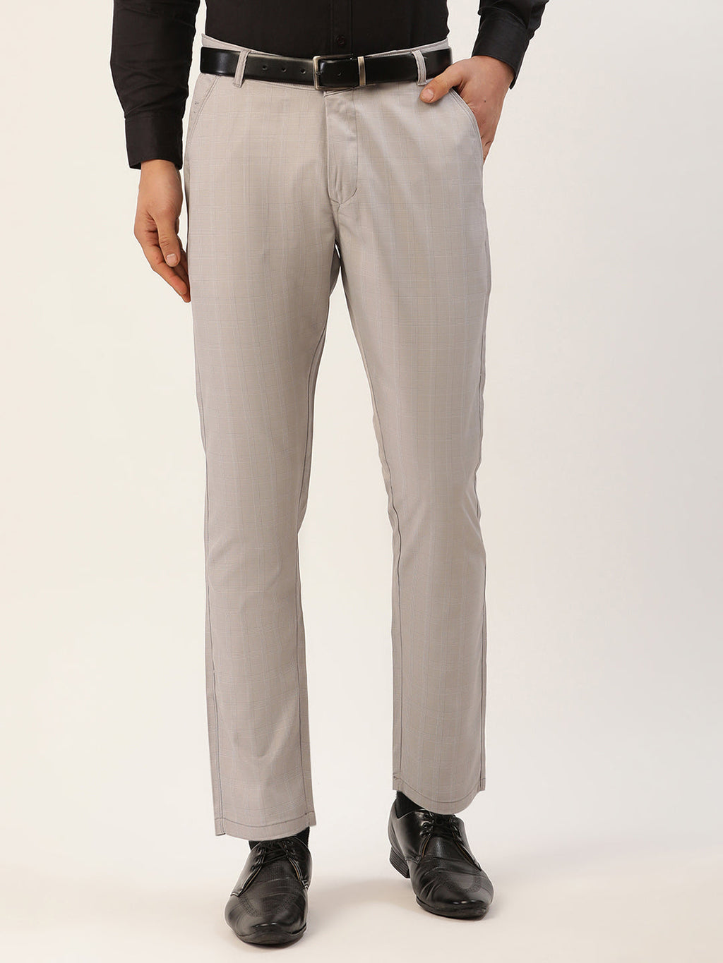Jainish Men's Grey Checked Formal Trousers ( FGP 270 Grey ) - Distacart