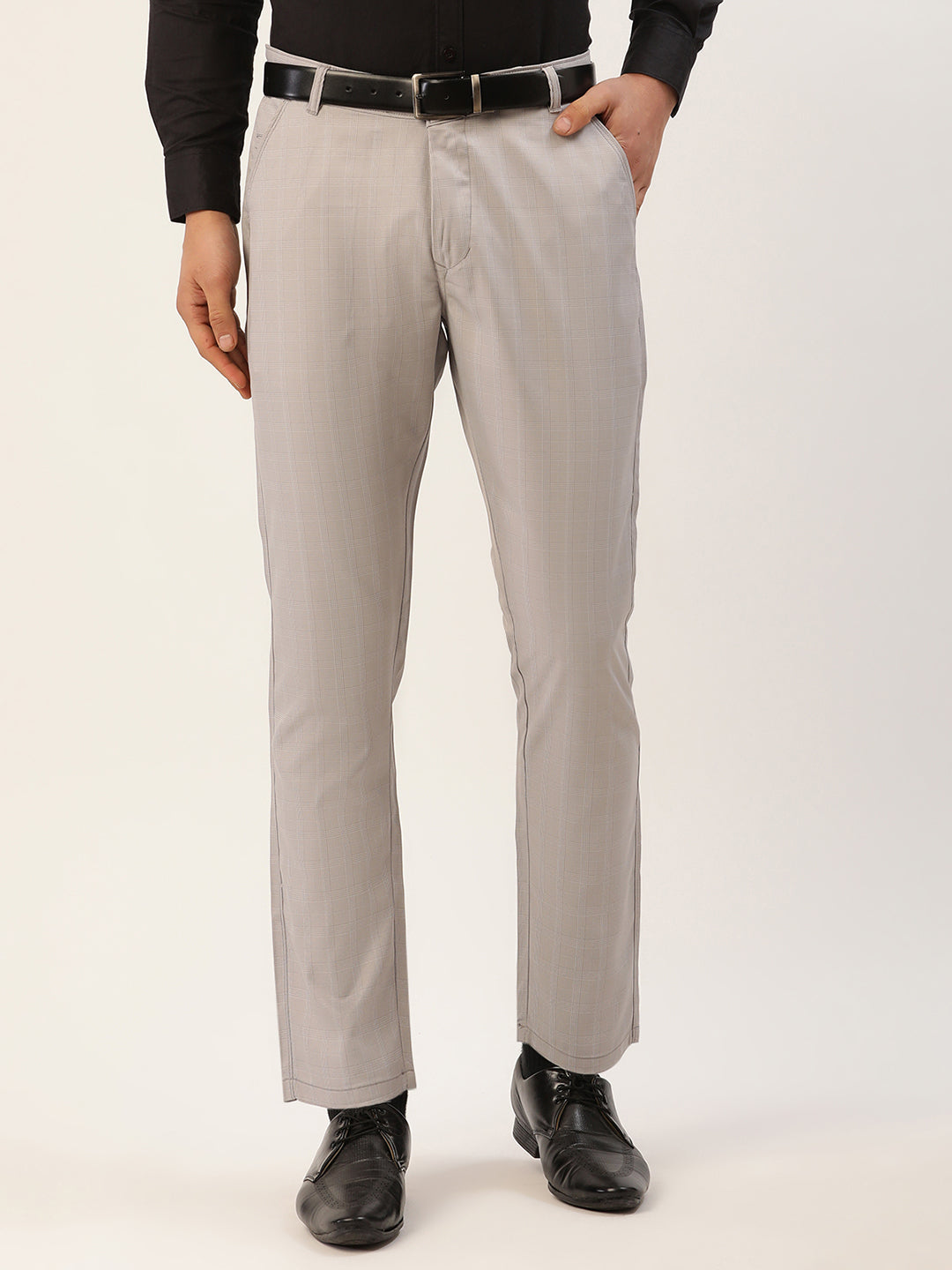 Jainish Men's Grey Checked Formal Trousers ( FGP 270 Grey ) - Distacart