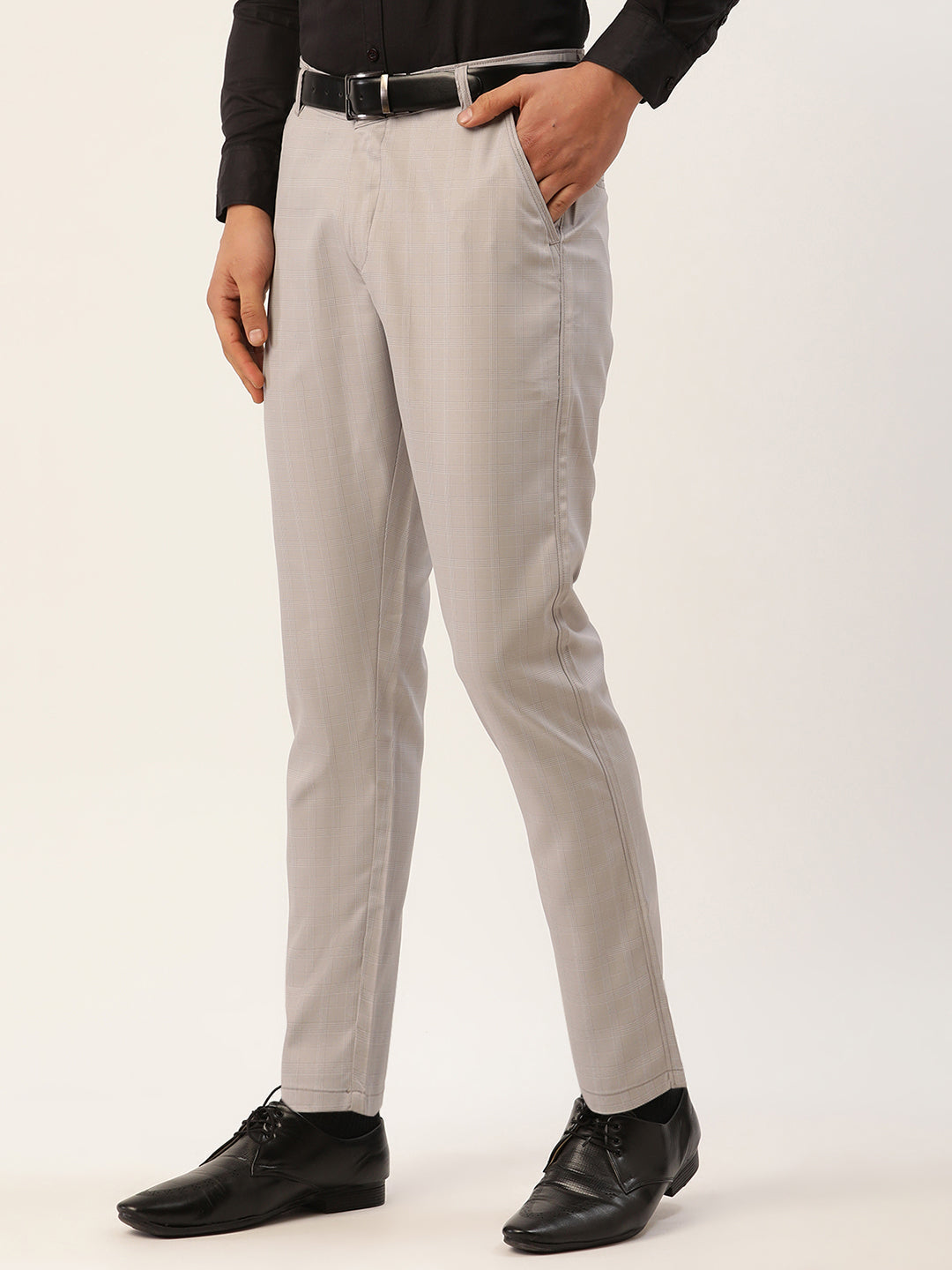 Jainish Men's Grey Checked Formal Trousers ( FGP 270 Grey ) - Distacart