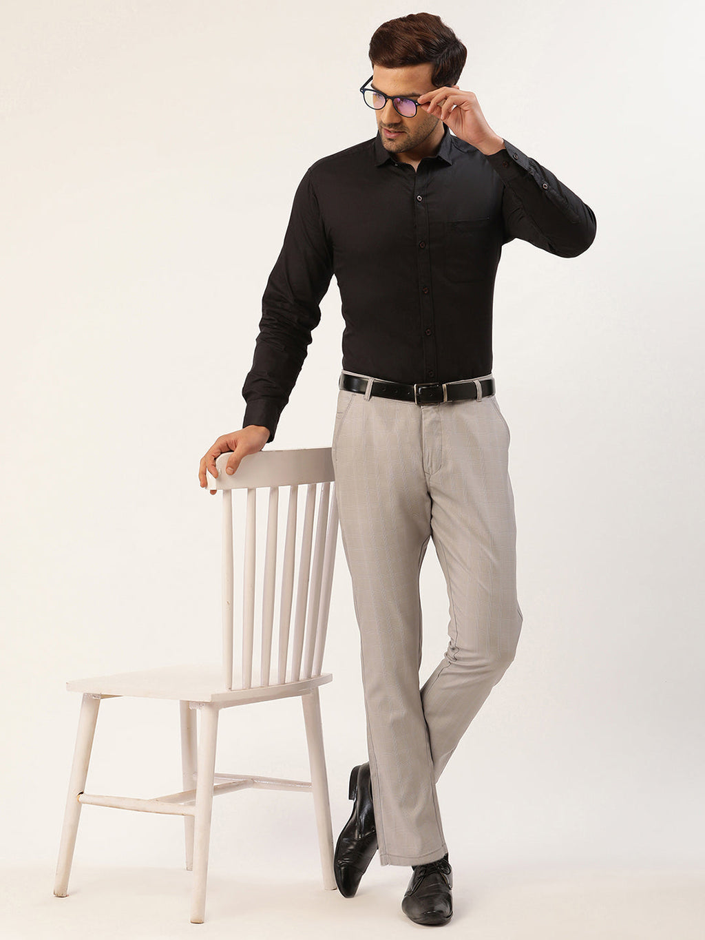 Jainish Men's Grey Checked Formal Trousers ( FGP 270 Grey ) - Distacart