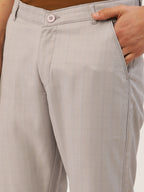 Jainish Men's Grey Checked Formal Trousers ( FGP 270 Grey ) - Distacart
