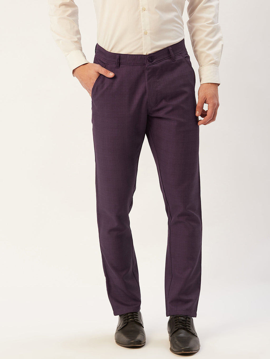 Jainish Men's Maroon Checked Formal Trousers ( FGP 270 Maroon ) - Distacart