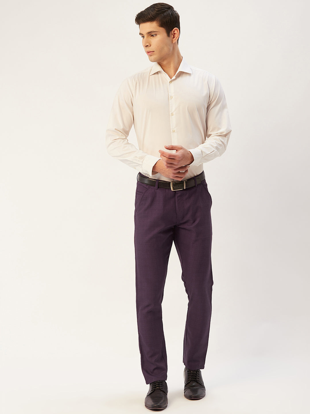 Jainish Men's Maroon Checked Formal Trousers ( FGP 270 Maroon ) - Distacart