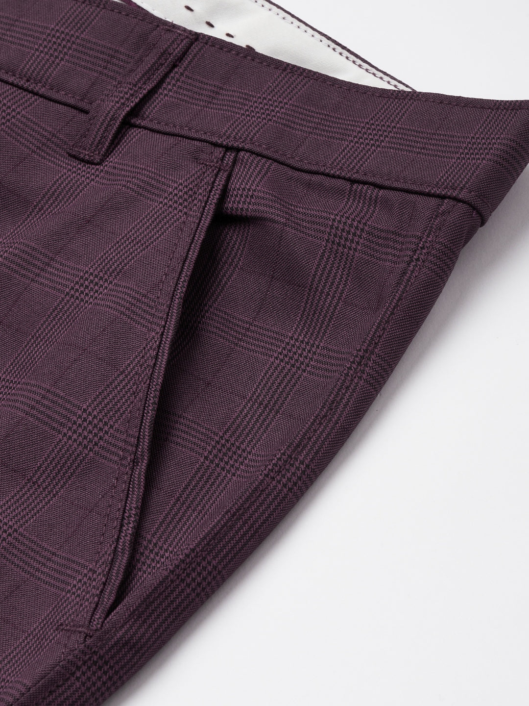 Jainish Men's Maroon Checked Formal Trousers ( FGP 270 Maroon ) - Distacart