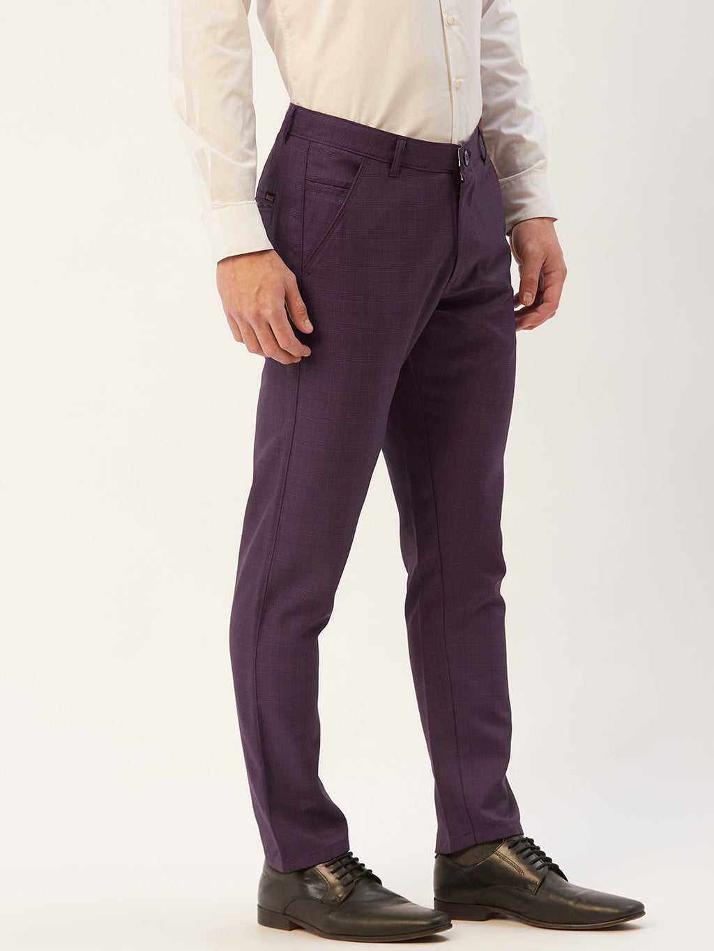 Jainish Men's Maroon Checked Formal Trousers ( FGP 270 Maroon ) - Distacart