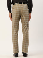 Jainish Men's Beige Tartan Checked Formal Trousers ( FGP 271 Beige ) - Distacart