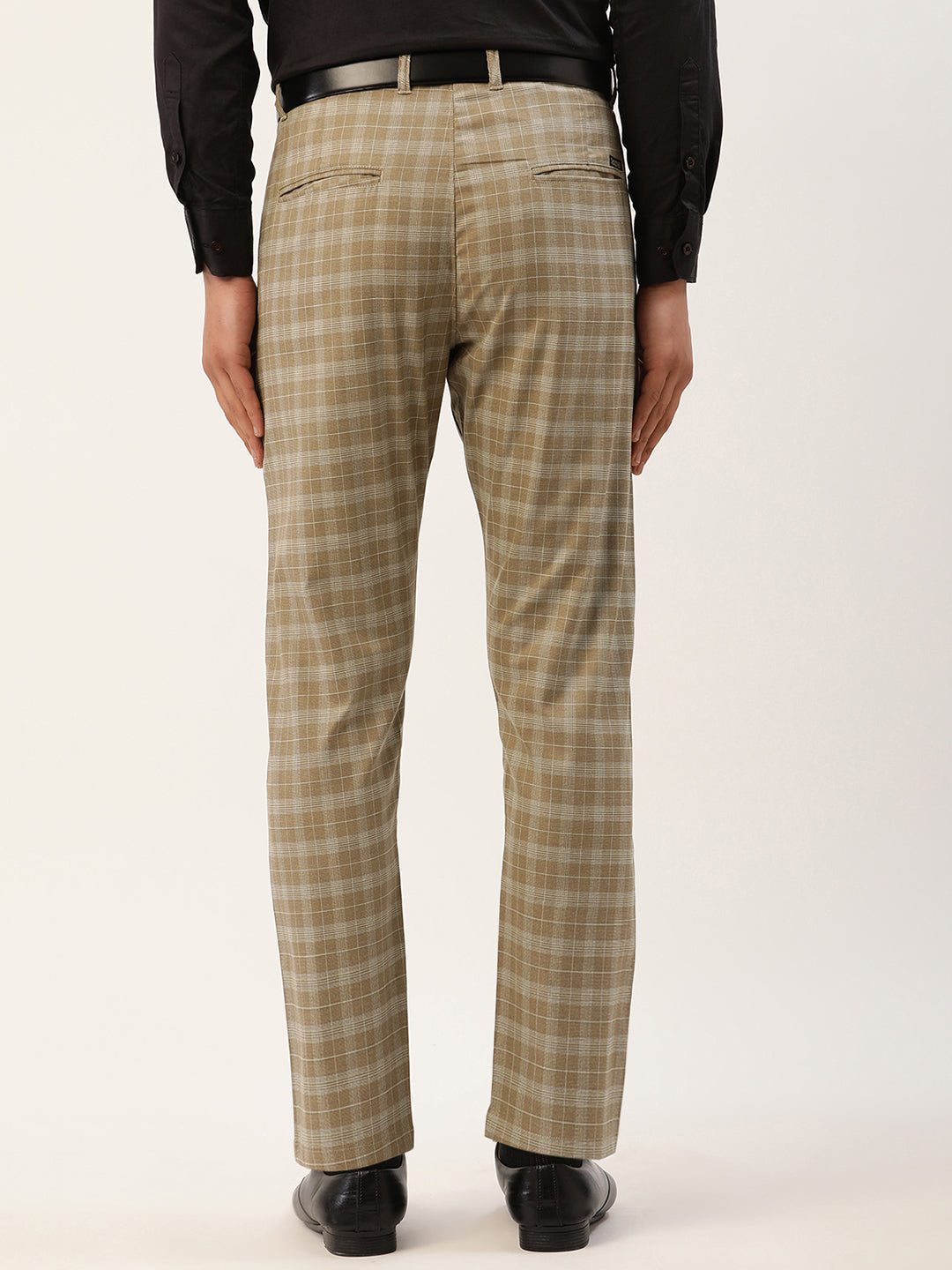 Jainish Men's Beige Tartan Checked Formal Trousers ( FGP 271 Beige ) - Distacart