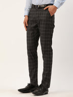 Jainish Men's Black Tartan Checked Formal Trousers ( FGP 271 Black ) - Distacart