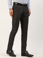 Jainish Men's Black Tartan Checked Formal Trousers ( FGP 271 Black ) - Distacart