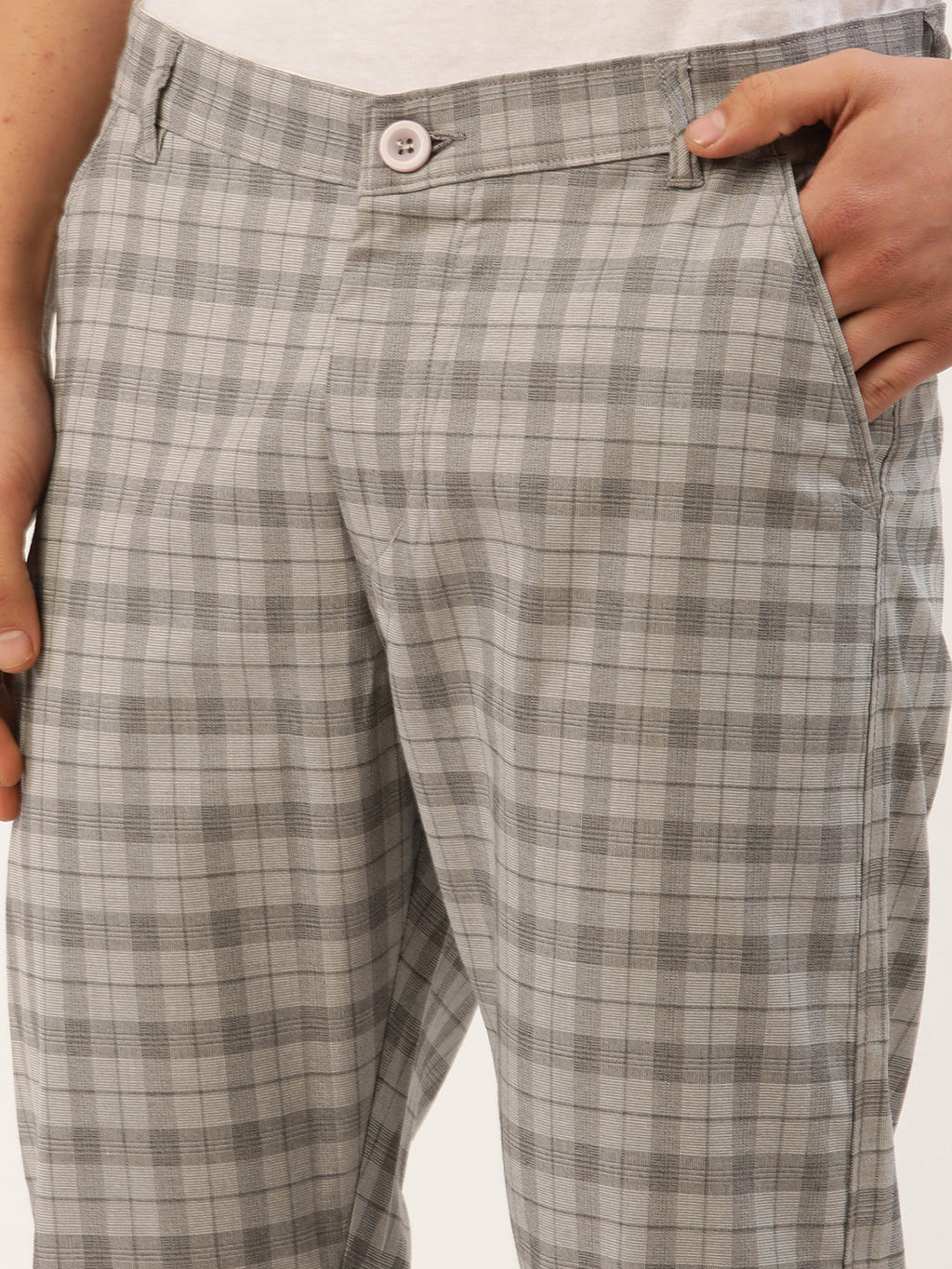 Jainish Men's Grey Tartan Checked Formal Trousers ( FGP 271 Grey ) - Distacart