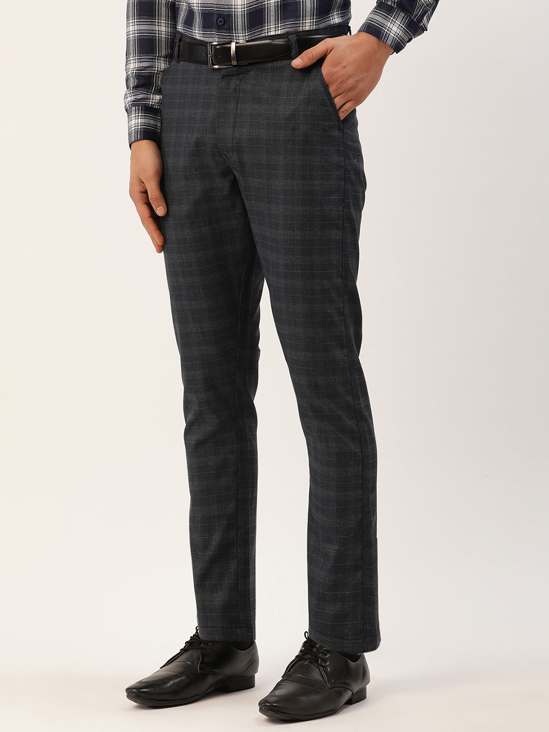 Jainish Men's Black Window Checked Formal Trousers ( FGP 272 Black ) - Distacart