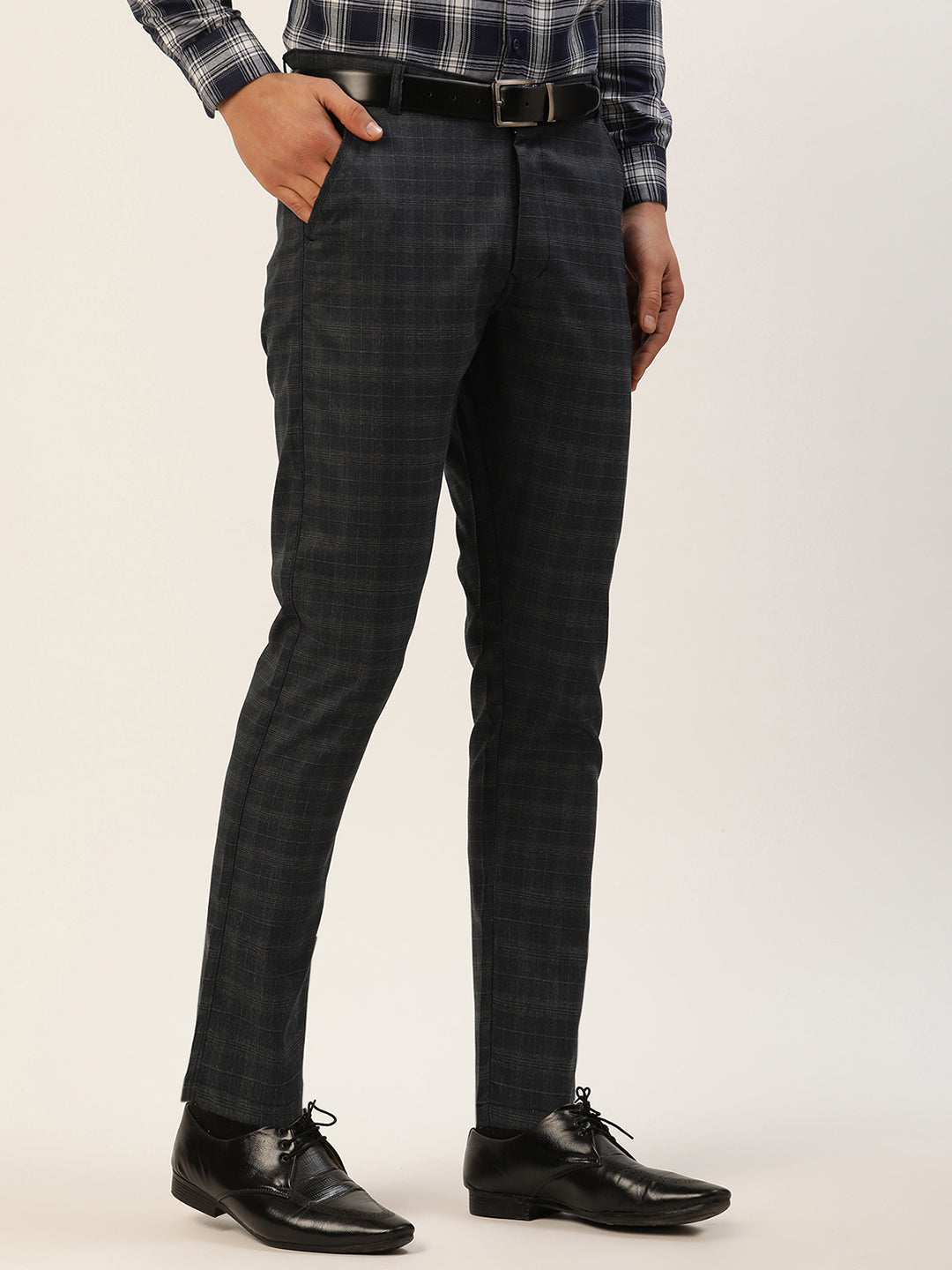 Jainish Men's Black Window Checked Formal Trousers ( FGP 272 Black ) - Distacart