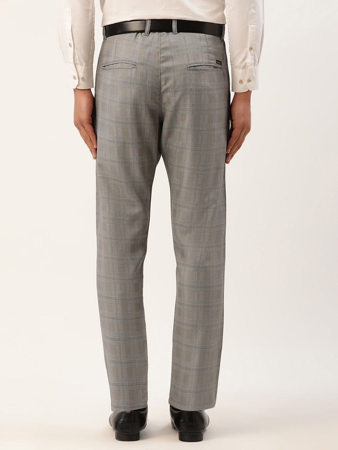 Jainish Men's Grey Window Checked Formal Trousers ( FGP 272 Grey ) - Distacart