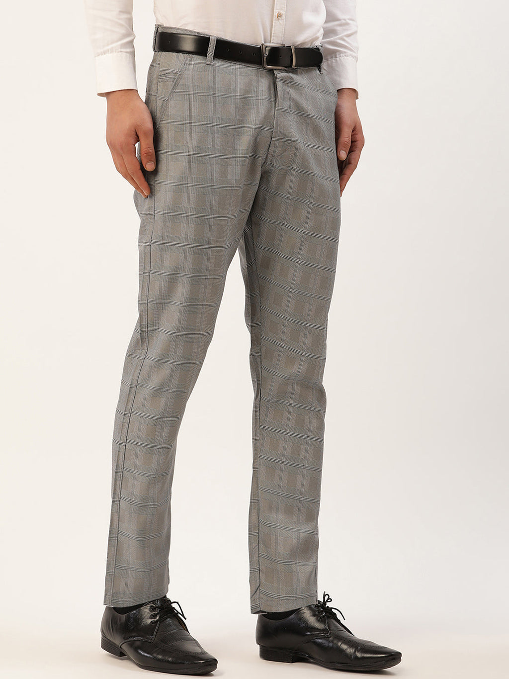 Jainish Men's Grey Window Checked Formal Trousers ( FGP 272 Grey ) - Distacart