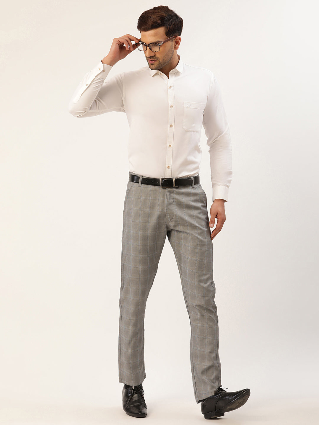 Jainish Men's Grey Window Checked Formal Trousers ( FGP 272 Grey ) - Distacart