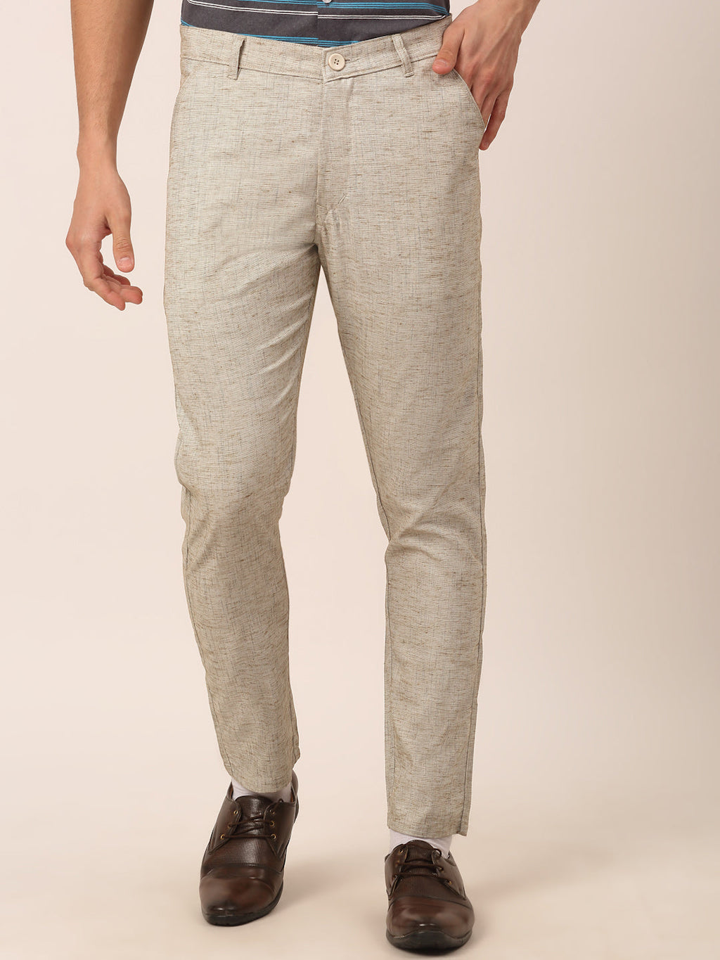 Jainish Men's Beige Linan Cotton Formal Trousers ( FGP 273 Beige ) - Distacart