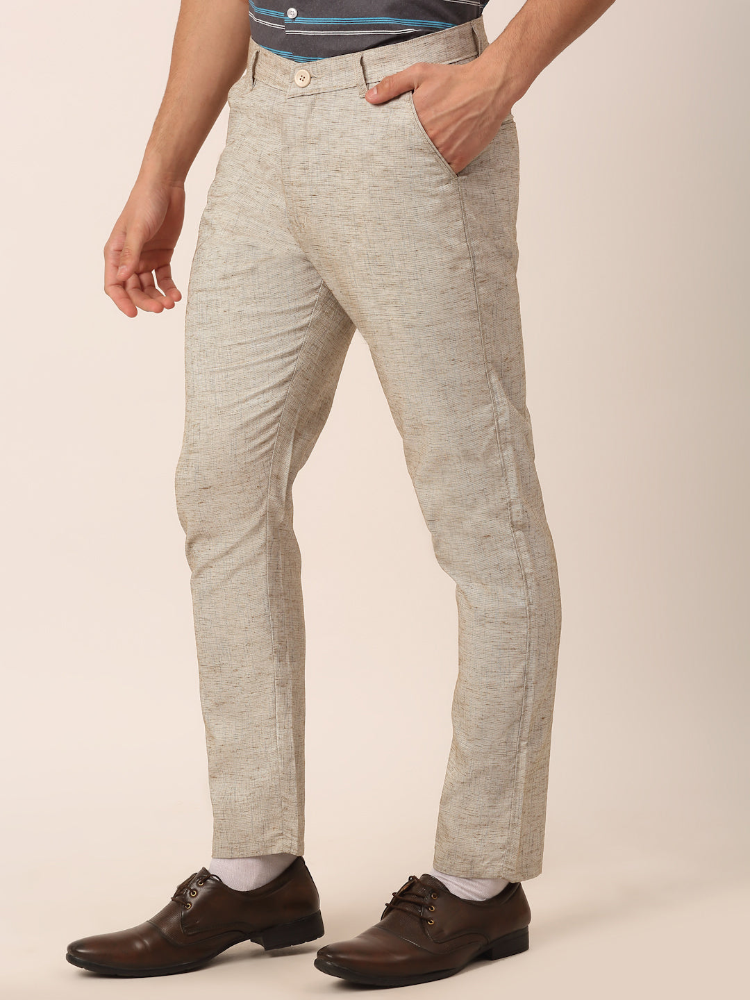 Jainish Men's Beige Linan Cotton Formal Trousers ( FGP 273 Beige ) - Distacart