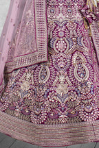 Lavendar & Wine Hand work Semi Stitched Lehenga Choli with Dupatta - Nimaya Lagnotsav
