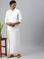 Ramraj Cotton Mens Full Sleeve White Shirt Plus Size - Soft Touch Cotton