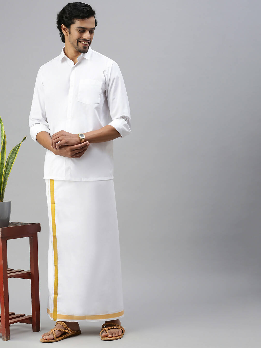 Ramraj Cotton Mens Full Sleeve White Shirt Plus Size - Soft Touch Cotton
