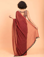 Suta Maroon Solid Cotton Blend Saree - Distacart