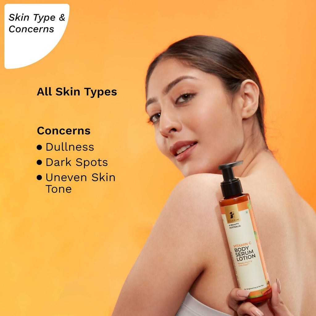 Pilgrim Australian Vitamin C Body Serum Lotion with Kakadu Plum & Lime Pearl, Fades Dark Spots & Evens Skin Tone For Brightening & Detan - Distacart