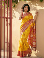 Shree Shyam Fashion Yellow Pochampally Silk Saree - Distacart