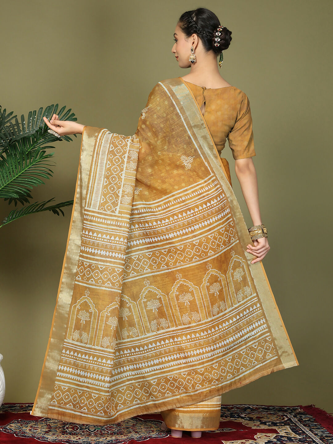 Shree Shyam Fashion Cotton Golden Saree - Distacart