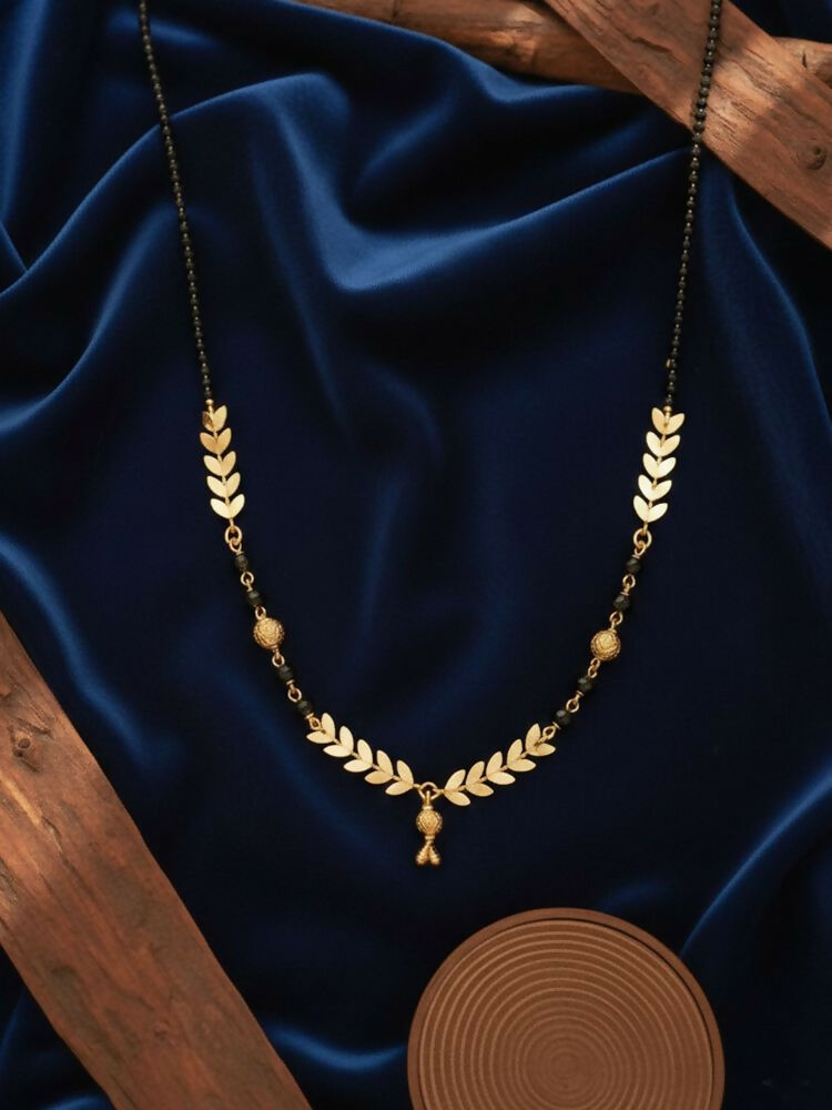 NVR Women Gold Plated Black Beaded Short Design Mangalsutra - Distacart
