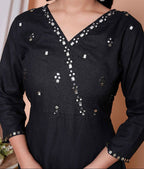 Miravan Womens Black Mirror Work Angrakha Kurta And Palazzo Set - Distacart