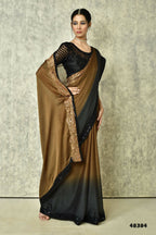 Brown Silk Solid Designer Saree with Blouse - Purvi