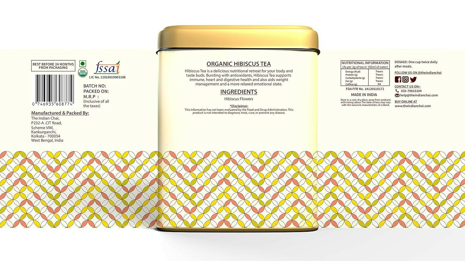 The Indian Chai - Organic Hibiscus Tea 30 Pyramid Tea Bags - Distacart