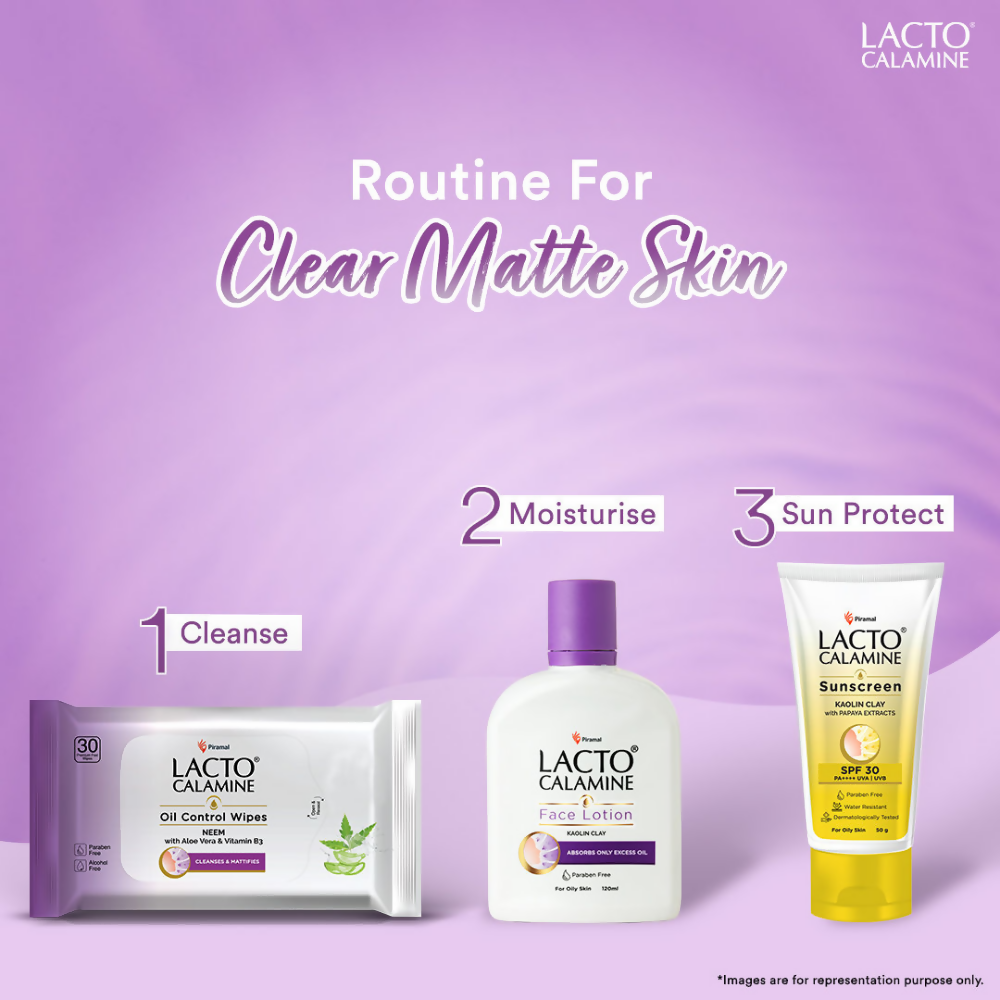 Lacto Calamine Oil Control Face Wipes, Makeup Remover Wipes With Neem & Aloe 30 Usable Wipes - Distacart