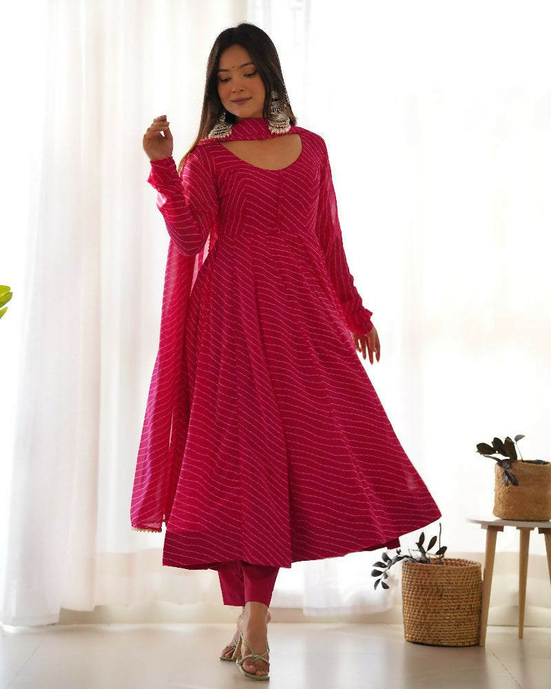 Joban Fashion Rani Pink Kurta Set Georgette Sequence Embroidery Work - Distacart