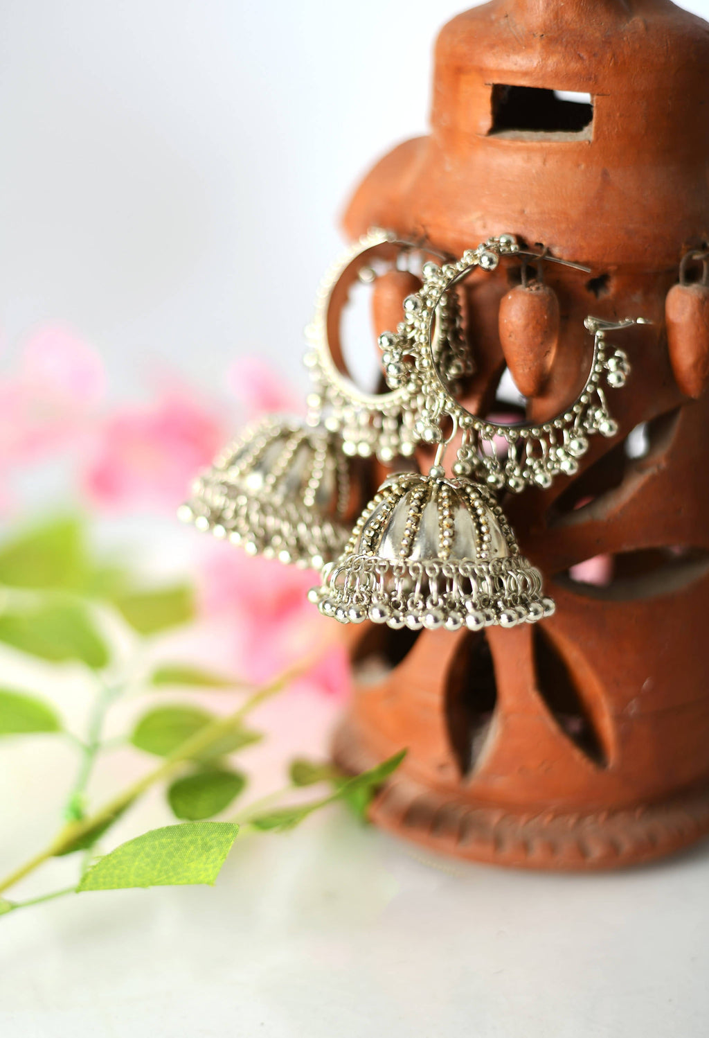 Mominos Fashion Johar Kamal Oxidised Silver-Plated With Ghungroo Jhumkas - Distacart