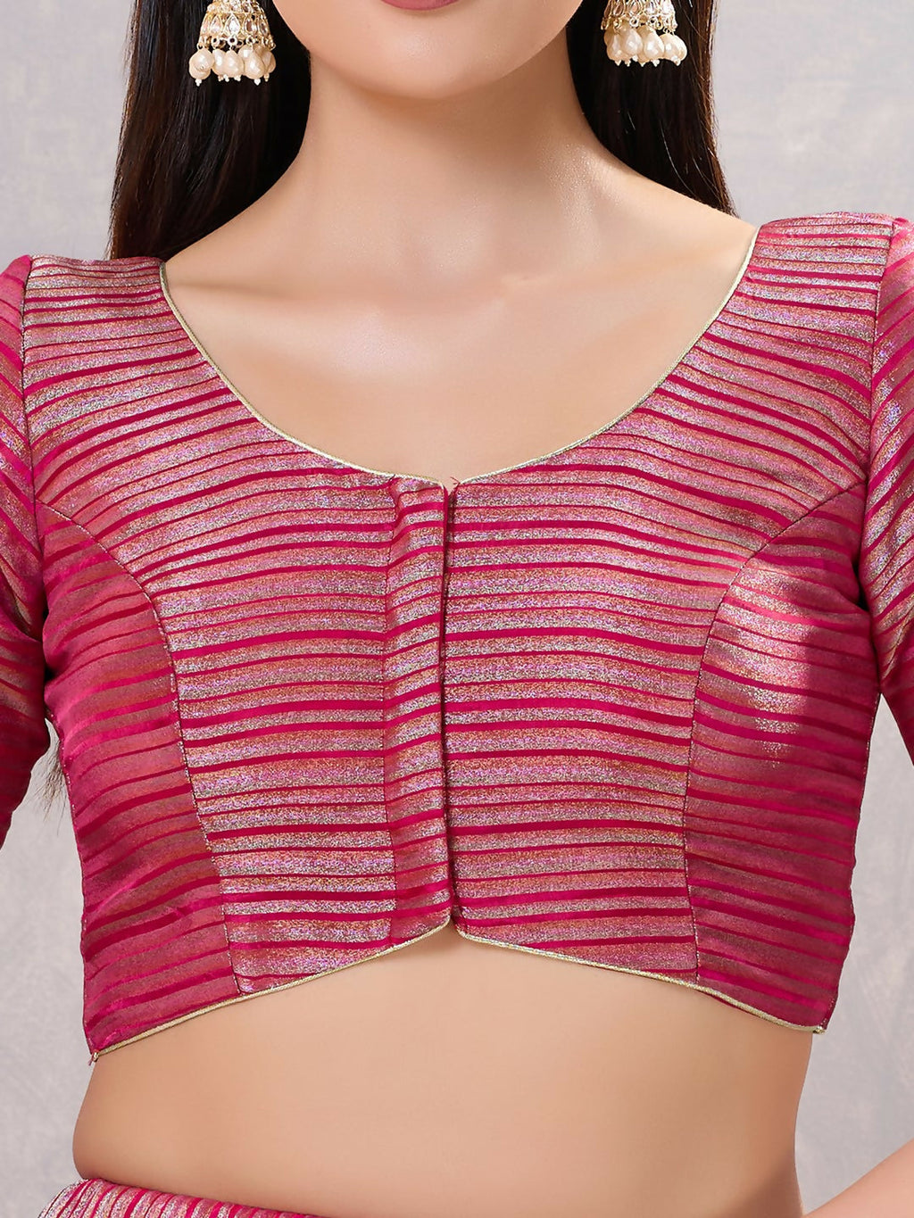Joban Fashion Women Silk South-Pink Stitched Blouse