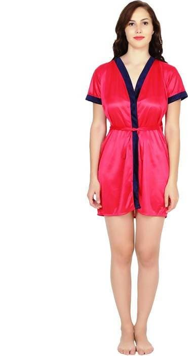 Ruhani HLSC Poly Satin Pink Short Nighty Fits Bust (Ruhani-NT-02-FS)