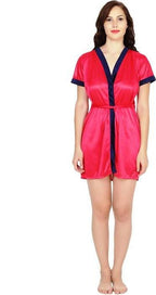 Ruhani HLSC Poly Satin Pink Short Nighty Fits Bust (Ruhani-NT-02-FS)