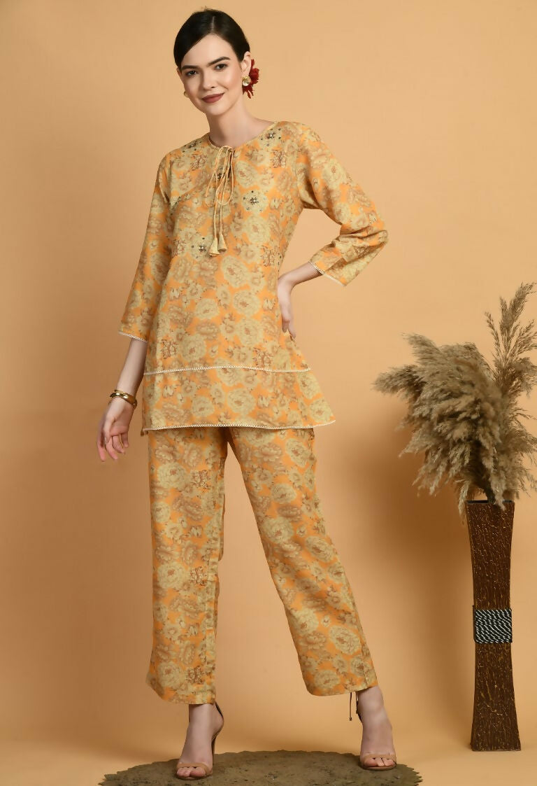 Joban Fashion Mustard Maslin Kurta Set