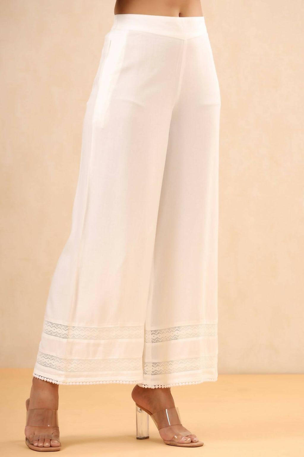 Juniper Women White Rayon Solid Straight Palazzo - Distacart